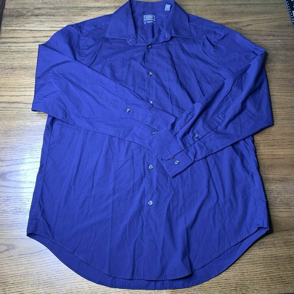 Arrow USA 1851 Slim Fit Long Sleeve Dress Shirt Size 16.5 32/33